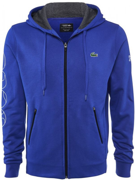  Lacoste Novak Djokovic Collection Hooded Print FZ Sweatshirt - blue/grey chine/black