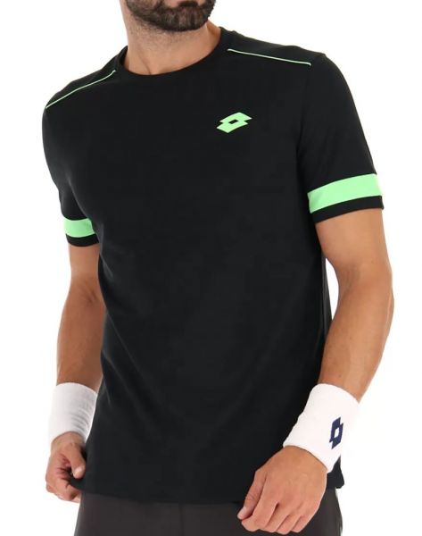 Herren Tennis-T-Shirt Lotto Superrapida V Tee - all black/green apple neo