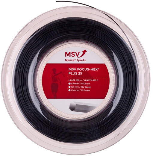 Tennisekeeled MSV Focus Hex Plus 25 (200 m) - black