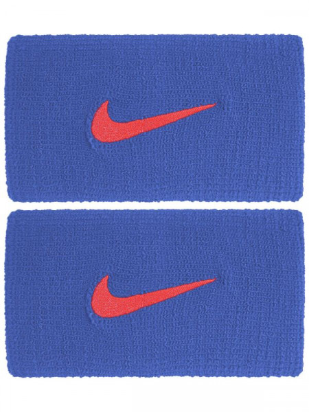Muñequera de tenis Nike Swoosh Double-Wide Wristbands - pacific blue/university red