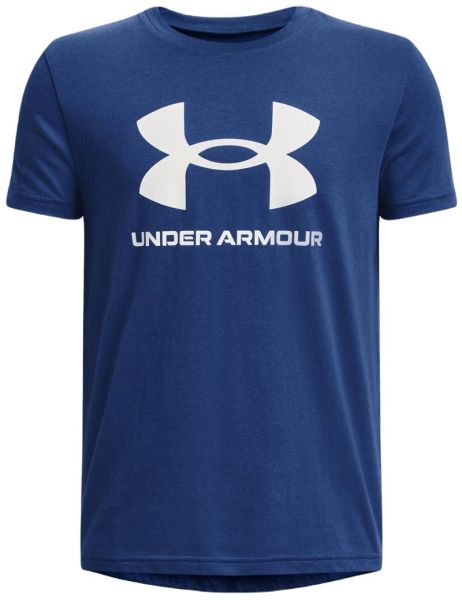 Jungen T-Shirt  Under Armour Sportstyle Logo Short Sleeve - blue mirage/white
