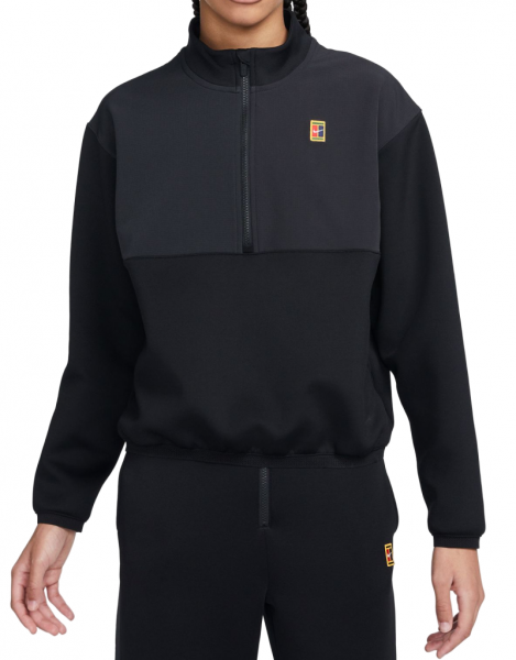 Dámske mikiny Nike Court Dri-Fit Heritage 1/2-Zip Tennis Jacket - black/black