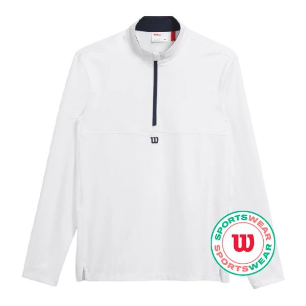 T-shirt de tennis pour hommes (manche longues) Wilson Elevate Performance 1/2 Zip - bright white
