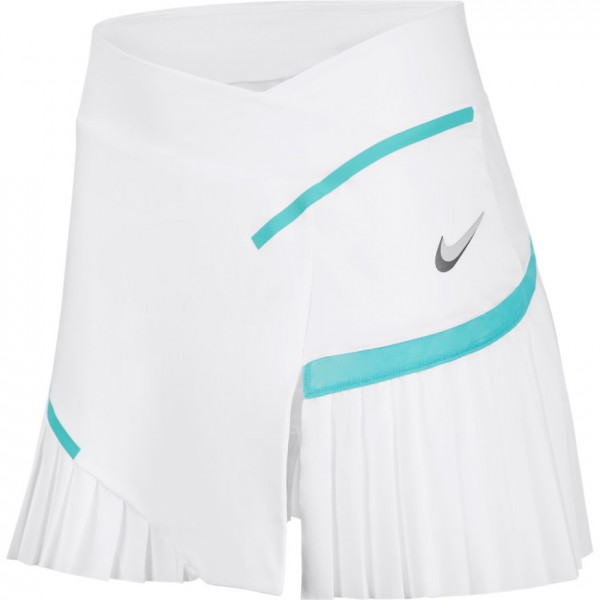 Damen Tennisrock Nike Dri-Fit Spring Court Skirt W - white/white/washed teal/wolf grey