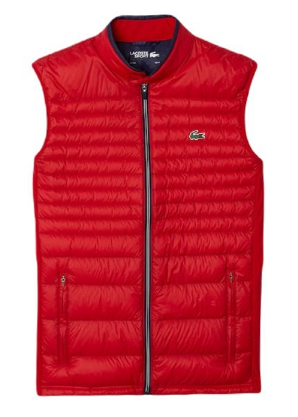 Men's vest Lacoste Men's SPORT Lightweight Water-Resistant Quilted Vest - red/navy blue/white