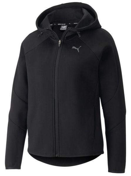 Damen Tennissweatshirt Puma Evostripe Full Zip Hoodie - black