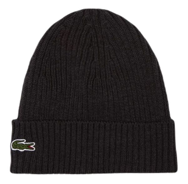 Czapka zimowa Lacoste Unisex Ribbed Wool Beanie - Czarny