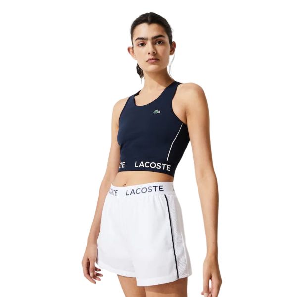  Lacoste Women’s SPORT Lettered Cropped Tank Top - navy blue/white