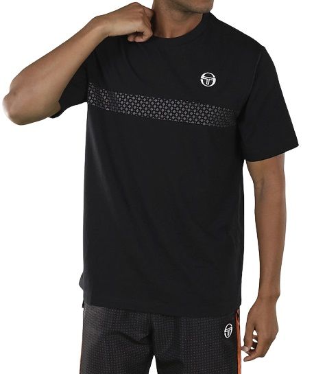 Herren Tennis-T-Shirt Sergio Tacchini Reticolo T-shirt - black/orange