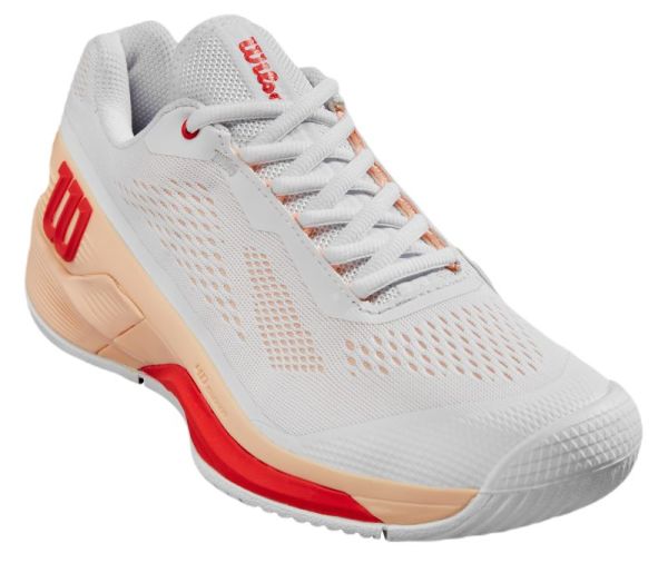 Zapatillas de tenis para mujer Wilson Rush Pro 4.0 - white/peach parfait/infrared
