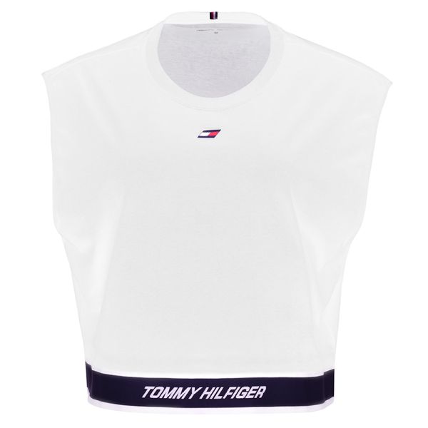 Női tenisz top Tommy Hilfiger Relaxed Tape C-NK Tank - th optic white