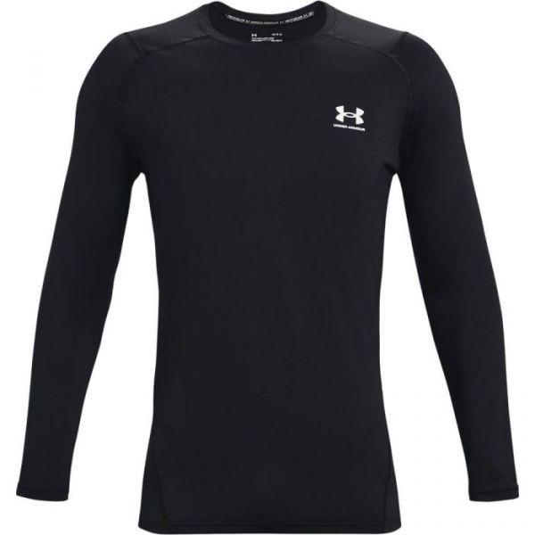 Herren Tennis-Langarm-T-Shirt Under Armour Men's HeatGear Armour Fitted Long Sleeve - black/white