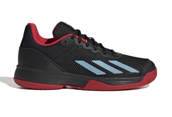 Jugend-Tennisschuhe Adidas Courtflash - core black/preloved blue/better scarlet