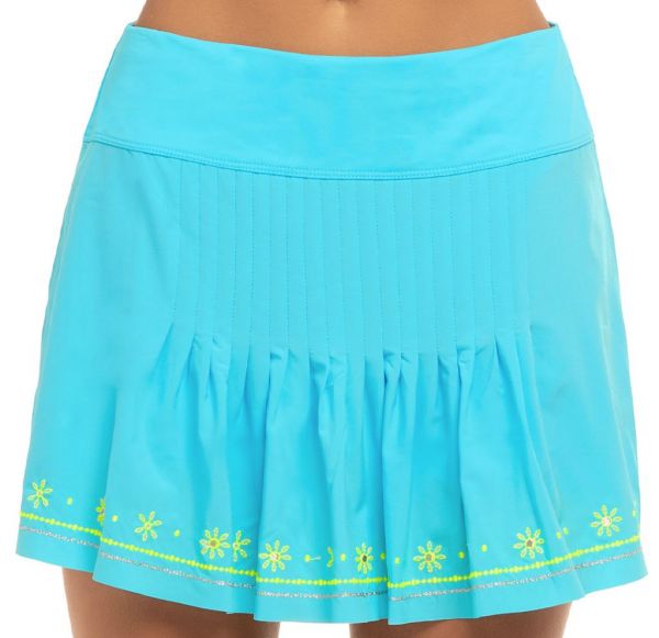 Damen Tennisrock Lucky in Love Embroidery Long Stitch Around Skirt - sky