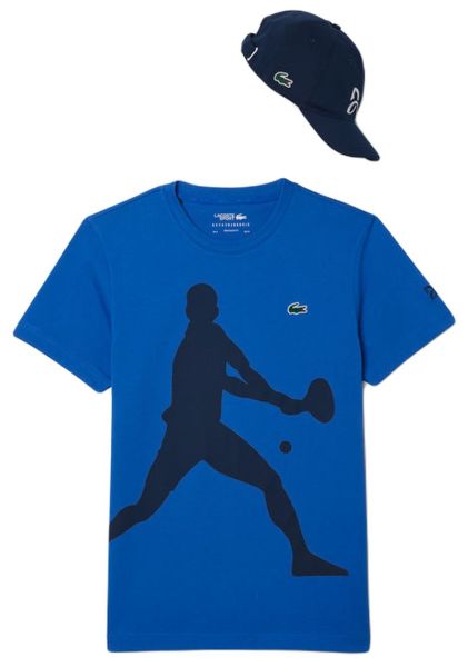 T-krekls vīriešiem Lacoste Tennis X Novak Djokovic T-Shirt & Cap Set - Zils