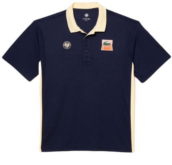 Men's Polo T-shirt Lacoste Unisex Sport Roland Garros Edition Ultra-Dry Polo Shirt - navy blue/yellow
