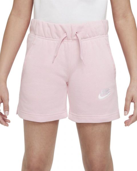 Spodenki dziewczęce Nike Sportswear Club FT 5 Short - medium soft pink/white