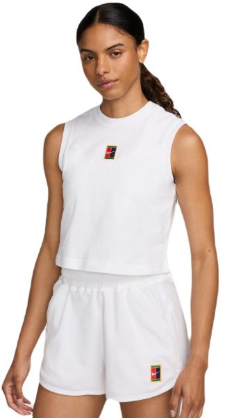 Top da tennis da donna NikeCourt Heritage Cropped Tennis Tank Top - Bianco