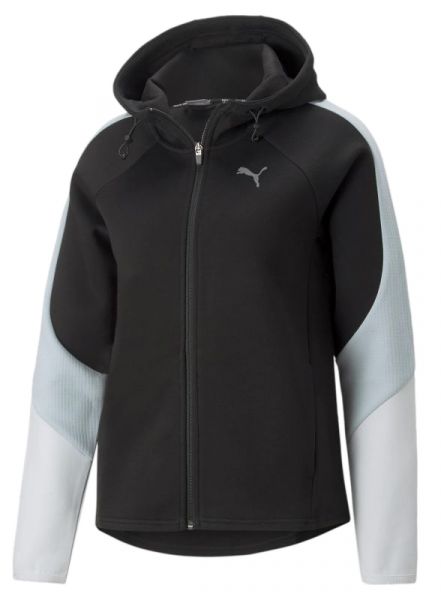 Damen Tennissweatshirt Puma Evostripe Full Zip Hoodie - puma black