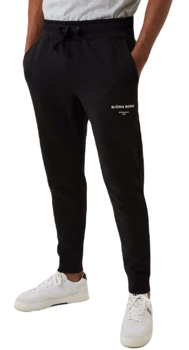 Bj\u00f6rn Borg Spodnie sportowe czarny-bia\u0142y Wydrukowane logo W stylu casual Moda Spodnie Spodnie sportowe Björn Borg 