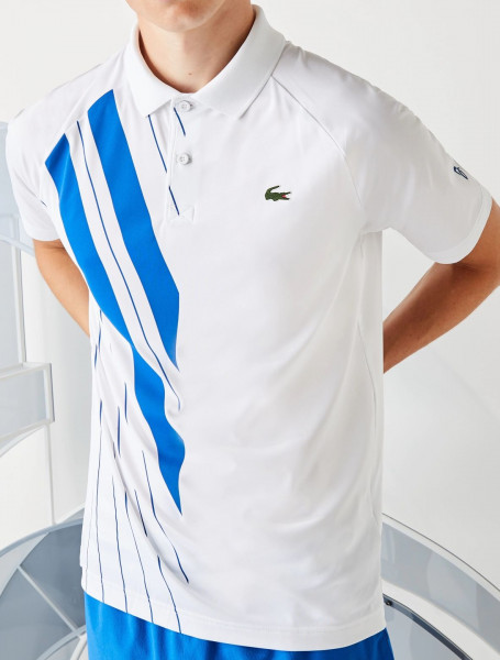  Lacoste Men's SPORT Novak Djokovic Print Jersey Polo - white/blue