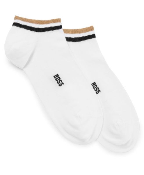 Tennisesokid  BOSS x Matteo Berrettini Ankle-Length Socks With Signature Stripe 2P - white