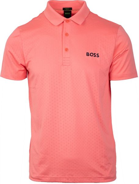 Polo marškinėliai vyrams BOSS Paddytech Degradé-Jacquard Polo Shirt - open red