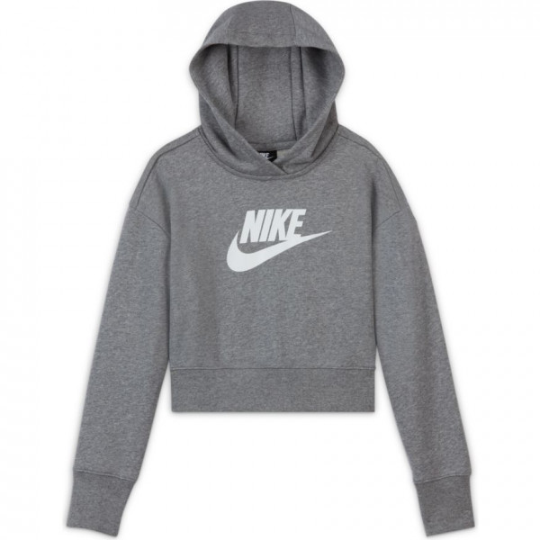 Tüdrukute džemper Nike Sportswear FT Crop Hoodie G - carbon heather/white