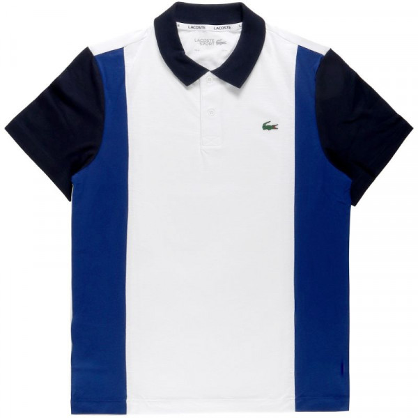  Lacoste SPORT Men's Ultra-Lightweight Colorblock Cotton Regular Fit Polo Shirt - white/blue