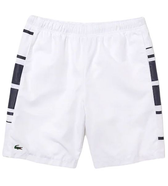Shorts de tenis para hombre Lacoste SPORT Printed Side Bands Shorts - white/navy blue