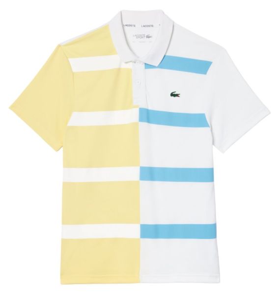 Polo marškinėliai vyrams Lacoste Ultra-Dry Colourblock Stripe Tennis Polo Shirt - yellow/white/blue