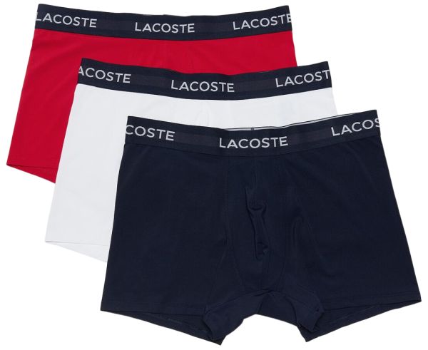 Calzoncillos deportivos Lacoste Microfiber Trunk 3P - white/navy blue/red