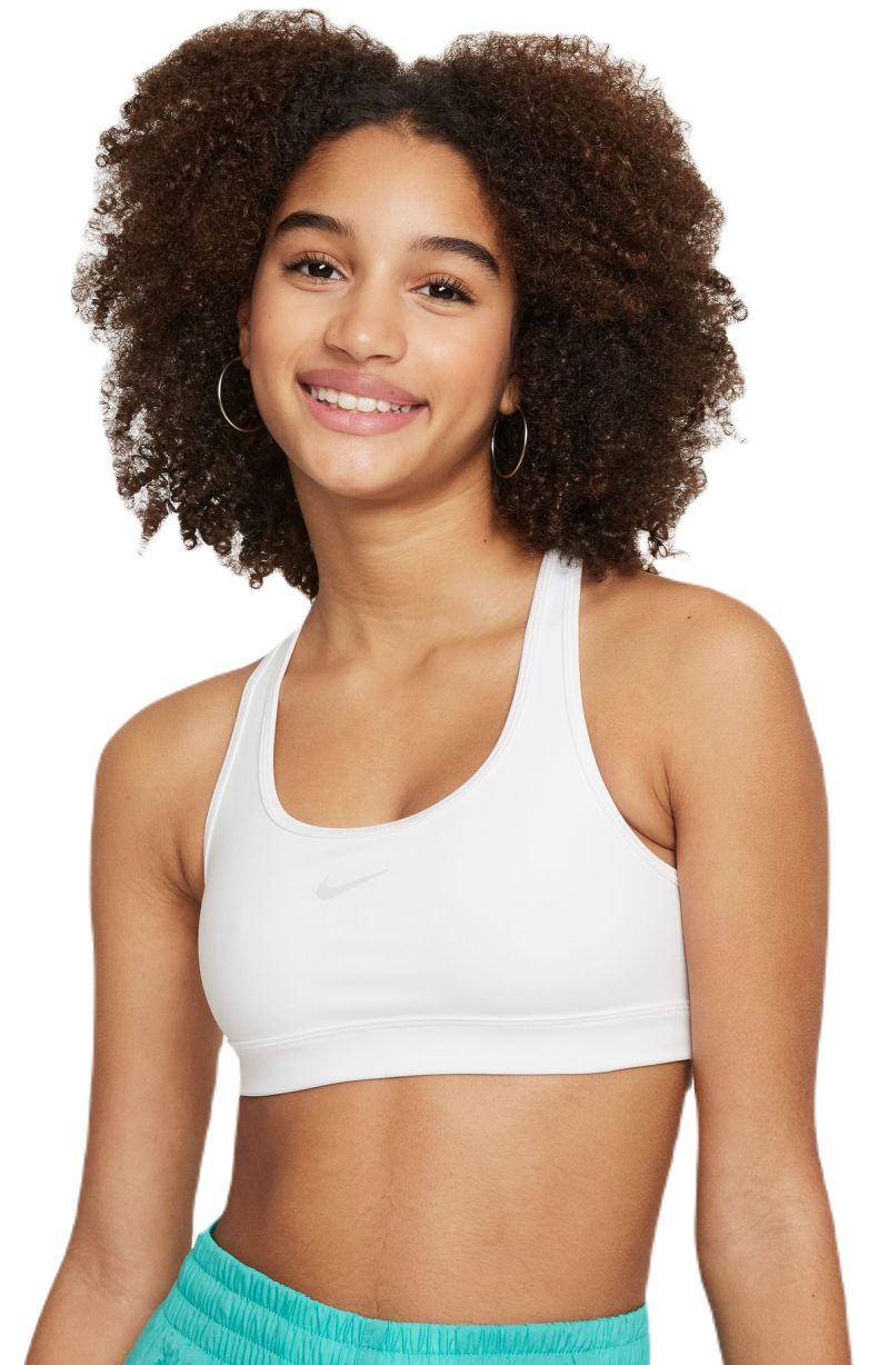 Girls' bra Nike Girls Swoosh Sports Bra - white/pure platinum, Tennis Zone