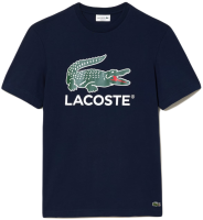Teniso marškinėliai vyrams Lacoste Cotton Jersey Signature Print T-Shirt - navy blue