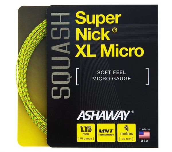 Skvoša stīgas Ashaway SuperNick XL Micro 18 (9 m) - yellow