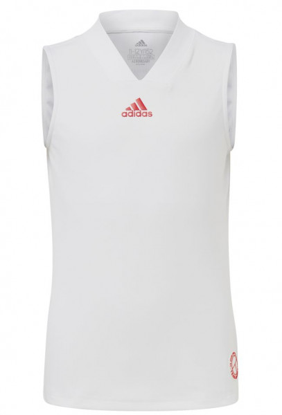 Tüdrukute T-särk Adidas Q3 Match Tank - white/scarlet
