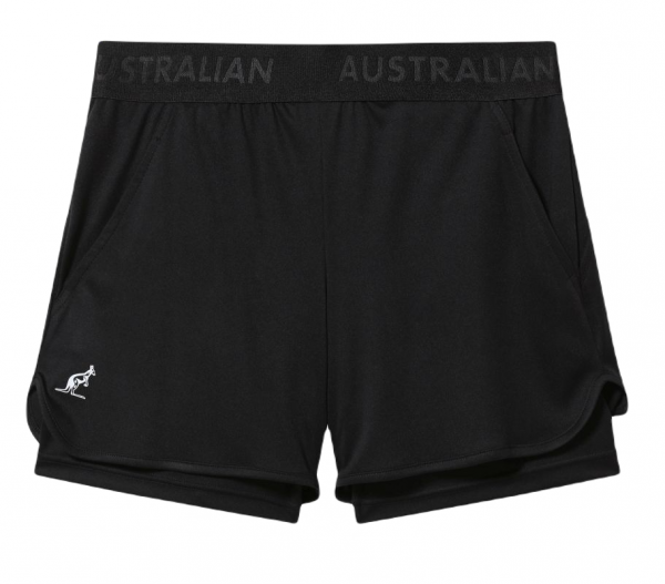 Shorts de tenis para mujer Australian Stretch Logo Short Ace - black