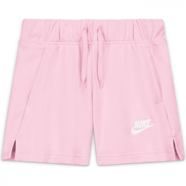 Spodenki dziewczęce Nike Sportswear Club FT 5 Short G - pink foam/white