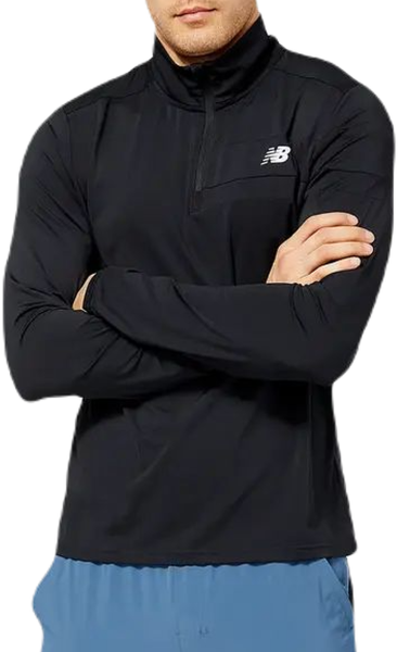Herren Tennissweatshirt New Balance Accelerate Half Zip - black