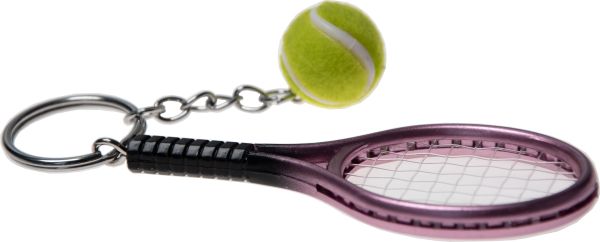 Privjesak za ključeve Mini Tennis Racket Keychain Ring - pink
