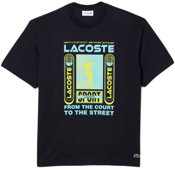 Teniso marškinėliai vyrams Lacoste Relaxed Fit René Lacoste Print T-shirt - navy blue