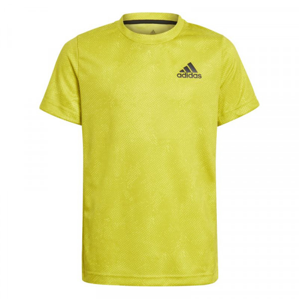 Jungen T-Shirt  Adidas Heat Ready Primeblue Freelift Tee - acid yellow/wild pine/white