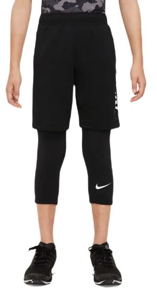 Spodnie chłopięce Nike Pro Dri-Fit 3/4 Length Tights - black/white