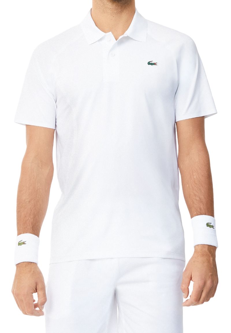 Men s Polo T shirt Lacoste Tennis x Novak Djokovic Ultra Dry Polo White Tennis Zone Tennis Shop