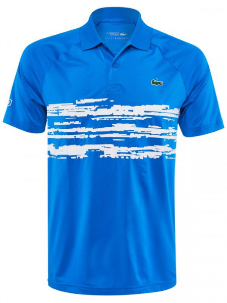  Lacoste Men's SPORT Novak Djokovic Stretch Print Jersey Polo - blue/white