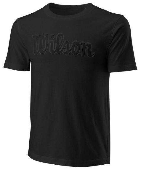 Herren Tennis-T-Shirt Wilson Script Eco Cotton Tee Slimfit - black/black