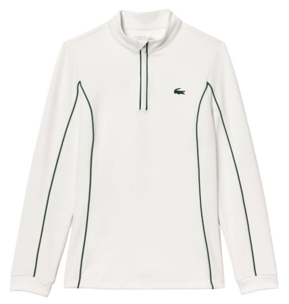 Damen Tennissweatshirt Lacoste Slim Fit Quarter-Zip Sweatshirt - Grün, Weiß