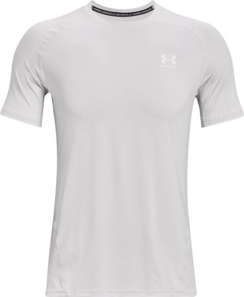 T-shirt pour hommes Under Armour Men's HeatGear Fitted Short Sleeve - halo gray/white