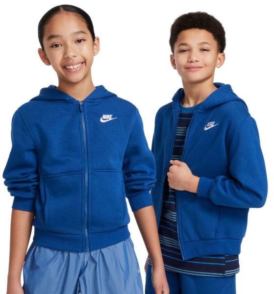 Tüdrukute džemper Nike Kids Club Fleece Full-Zip Hoodie - court blue/white
