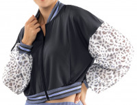 Hanorace tenis dame Lucky in Love On The Prowl Prowl Cropped Bomber Jacket Women - charcoal